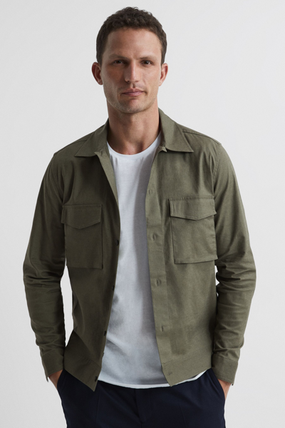 Reiss Kimchi Twin-pocket Stretch-linen And Cotton Blend Overshirt In ...