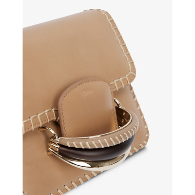Shop Chloé Kattie Leather Cross-body Bag In Greyish Taupe