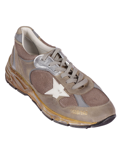Shop Golden Goose Running Dad Net And Suede #n# In Taupe/silver/white