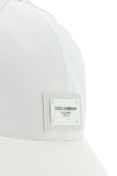 Shop Dolce & Gabbana Logo Patch Baseball Cap In Bianco Ottico