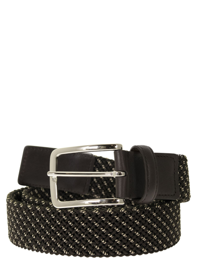 Shop Hogan Elastic Belt In Fabric And Leather In Ebony