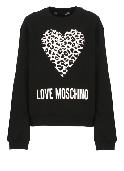 Shop Love Moschino Sweatshirt With Logo In Black