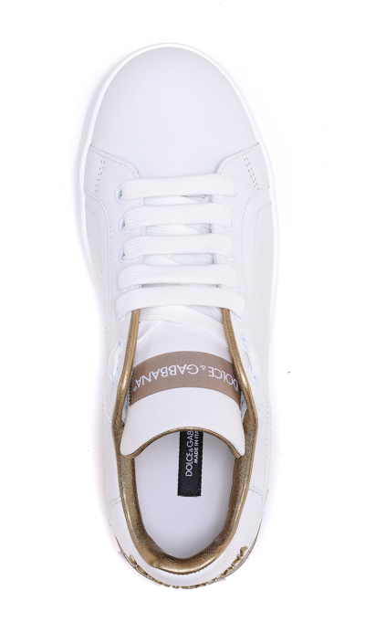 Shop Dolce & Gabbana Portofino Logo Sneakers In Oro Polvere