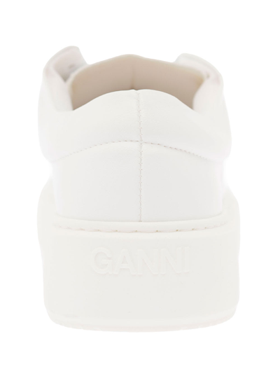 Shop Ganni Womans White Faux Leather Sporty Mix Sneakers