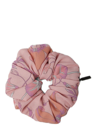 Shop Balenciaga Xxl Floral Print Scrunchie In Pink