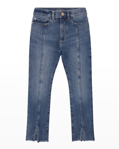 Shop Dl Premium Denim Girl's Emie High Rise Straight Jeans In Maritime Seamed