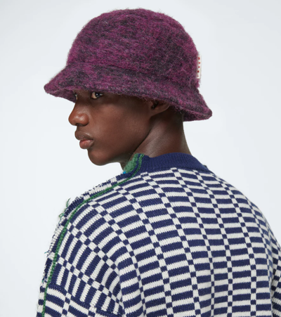 Shop Marni Wool-blend Bucket Hat In Dry Rose