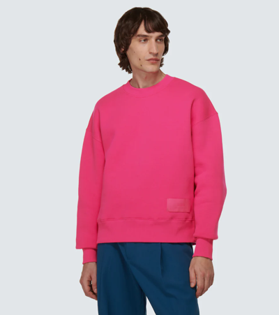 Shop Ami Alexandre Mattiussi Cotton-blend Sweatshirt In Fuchsia