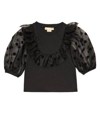 Stella Mccartney Polka-dot Cropped Blouse In Black