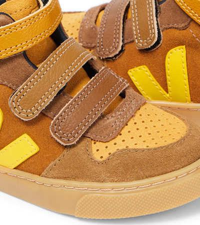 Shop Veja V-10 Mid Suede Sneakers In Multico-camel Tonic
