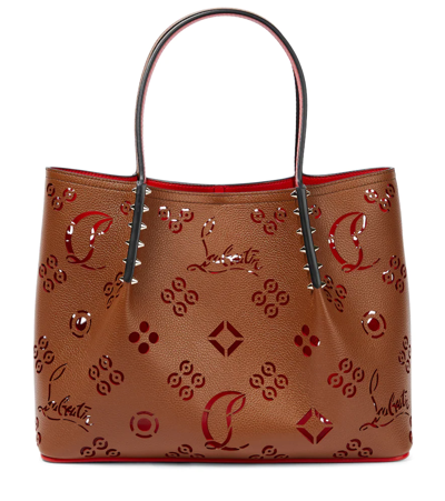 Shop Christian Louboutin Cabarock Small Leather Tote Bag In Biscotto-loubi/biscotto