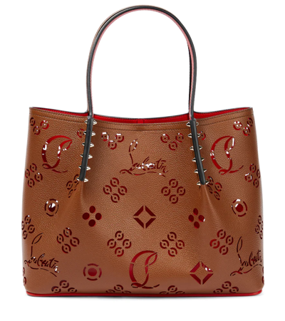 Christian Louboutin Cabarock Small Loubinthesky Perforated Tote Bag In Biscotto-loubi/biscotto