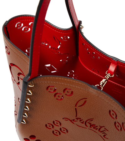 Shop Christian Louboutin Cabarock Small Leather Tote Bag In Biscotto-loubi/biscotto