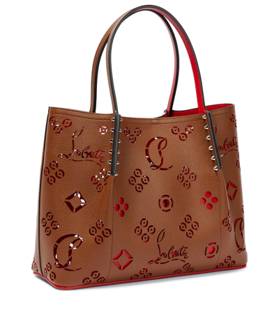 Shop Christian Louboutin Cabarock Small Leather Tote Bag In Biscotto-loubi/biscotto