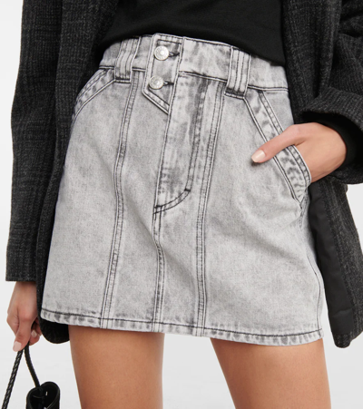 Shop Isabel Marant Étoile Denim Miniskirt In Light Grey
