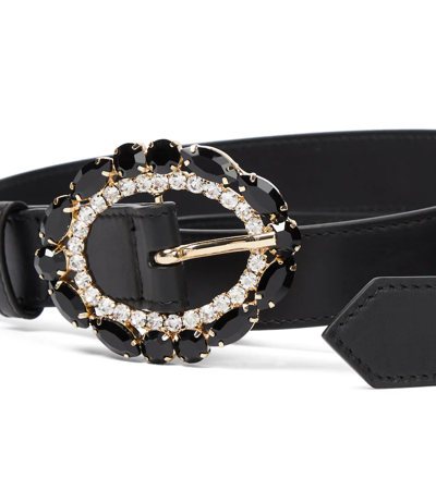 Shop Erdem Embellished Leather Belt In Black