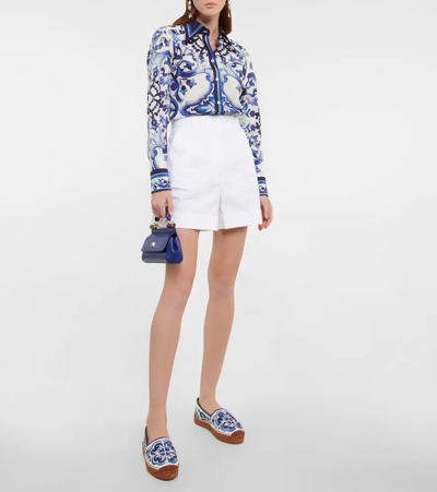 Shop Dolce & Gabbana Printed Brocade Espadrilles In Azulejos F.b.natur.