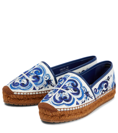 Shop Dolce & Gabbana Printed Brocade Espadrilles In Azulejos F.b.natur.