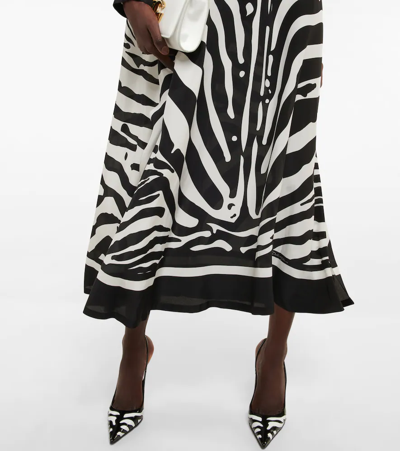 Shop Dolce & Gabbana Zebra Silk Crêpe De Chine Shirt Dress In Zebra B/n