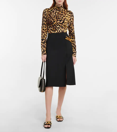 Stella Mccartney Cheetah Print Long Sleeve Turtleneck Bodysuit In Tortoise Shell