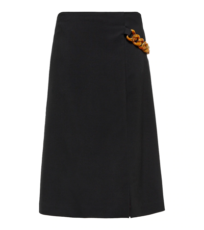 Shop Stella Mccartney Chain-trimmed Midi Skirt In Black