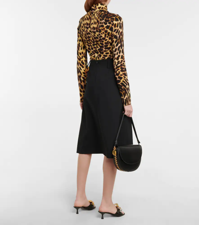 Shop Stella Mccartney Chain-trimmed Midi Skirt In Black