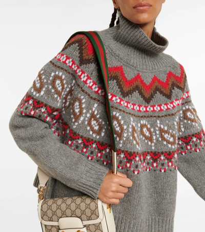 Shop Alanui Arctic Ocean Jacquard Wool Sweater In Grey Melange