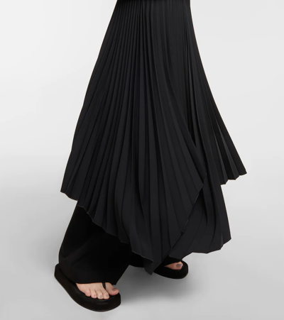 Shop Joseph Ade Pleated Crêpe Midi Skirt In Black