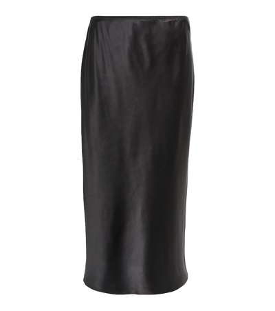 Shop Joseph Isaak Silk Satin Midi-skirt In Black