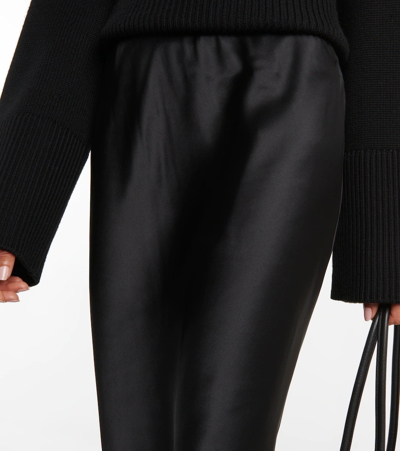 Shop Joseph Isaak Silk Satin Midi-skirt In Black