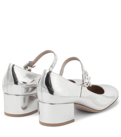 Gianvito Rossi Mary Jane Leather Pumps In Silver
