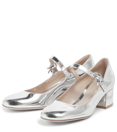 Gianvito Rossi Mary Jane Leather Pumps In Silver