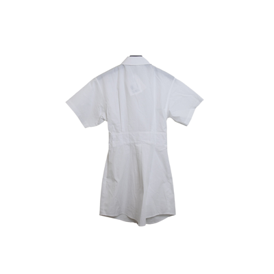 Alexander Wang Crisp Poplin S/s Mini Shirt Dress W/twist Detail White In 4