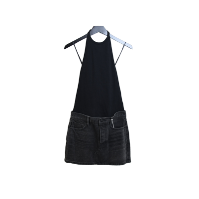 Alexander Wang Hybrid Halter Dress Black Fade Rib W Grey Aged In 2