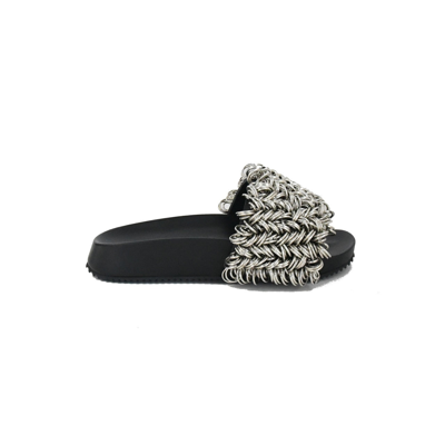 Alexander Wang Suki Silver Ring Slipper Black In Us 16