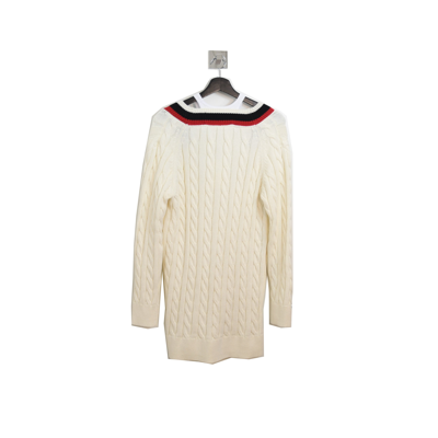 Alexander Wang V Neck Striped Ribs Dress Ivory In Xxl