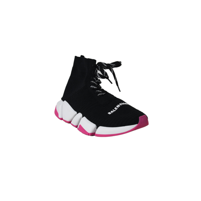 Shop Balenciaga Speed Lace Up Trainers Black Pink In 35