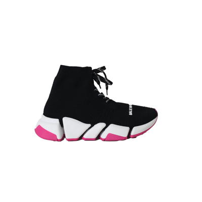 Shop Balenciaga Speed Lace Up Trainers Black Pink In 35