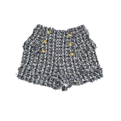 Balmain Pantalon Tweeded Shorts Navy White In 28
