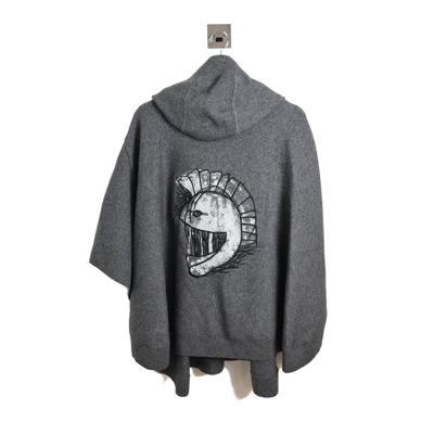 Burberry Henry Moore Knitted Poncho Wool Cashmere Mid Grey In Default Title