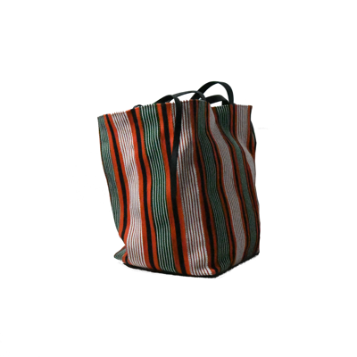 Shop Celine Stripes Large Tote Bag Green Orange In Default Title