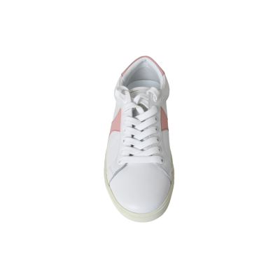 Shop Celine Triomphe Leather Sneaker Off White Pink In 38