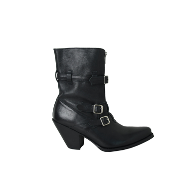 Celine Triple Strap Leather Boot Black In Us 16