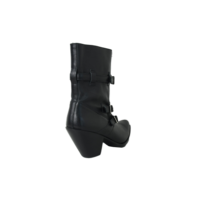 Celine Triple Strap Leather Boot Black In Us 16
