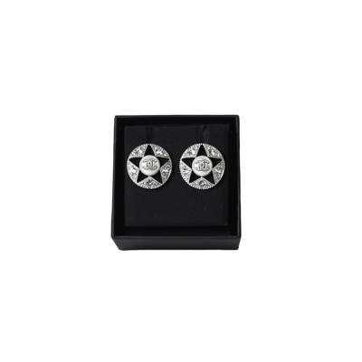 Pre-owned Chanel Circle Studded Star Earring With Crystals In Default Title