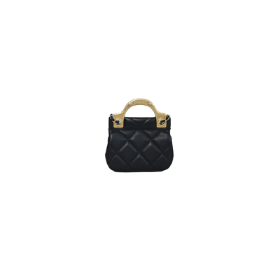 Pre-owned Chanel Classic Flap Card Holder With Handle & Chain Black In Default Title