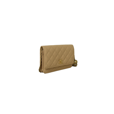 Pre-owned Chanel Classic Wallet On Chain Light Beige In Default Title