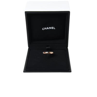 Pre-owned Chanel Coco Crush Mini Version 18k Ring Beige Gold In 49