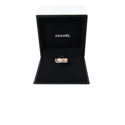 Pre-owned Chanel Coco Crush Small Version Ring 18k With Diamond Beige Gold In 50