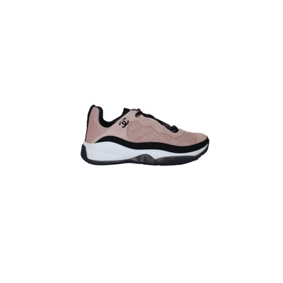 Pre-owned Chanel Fabric & Suede Calfskin Sneakers Pink Beige In Us 16